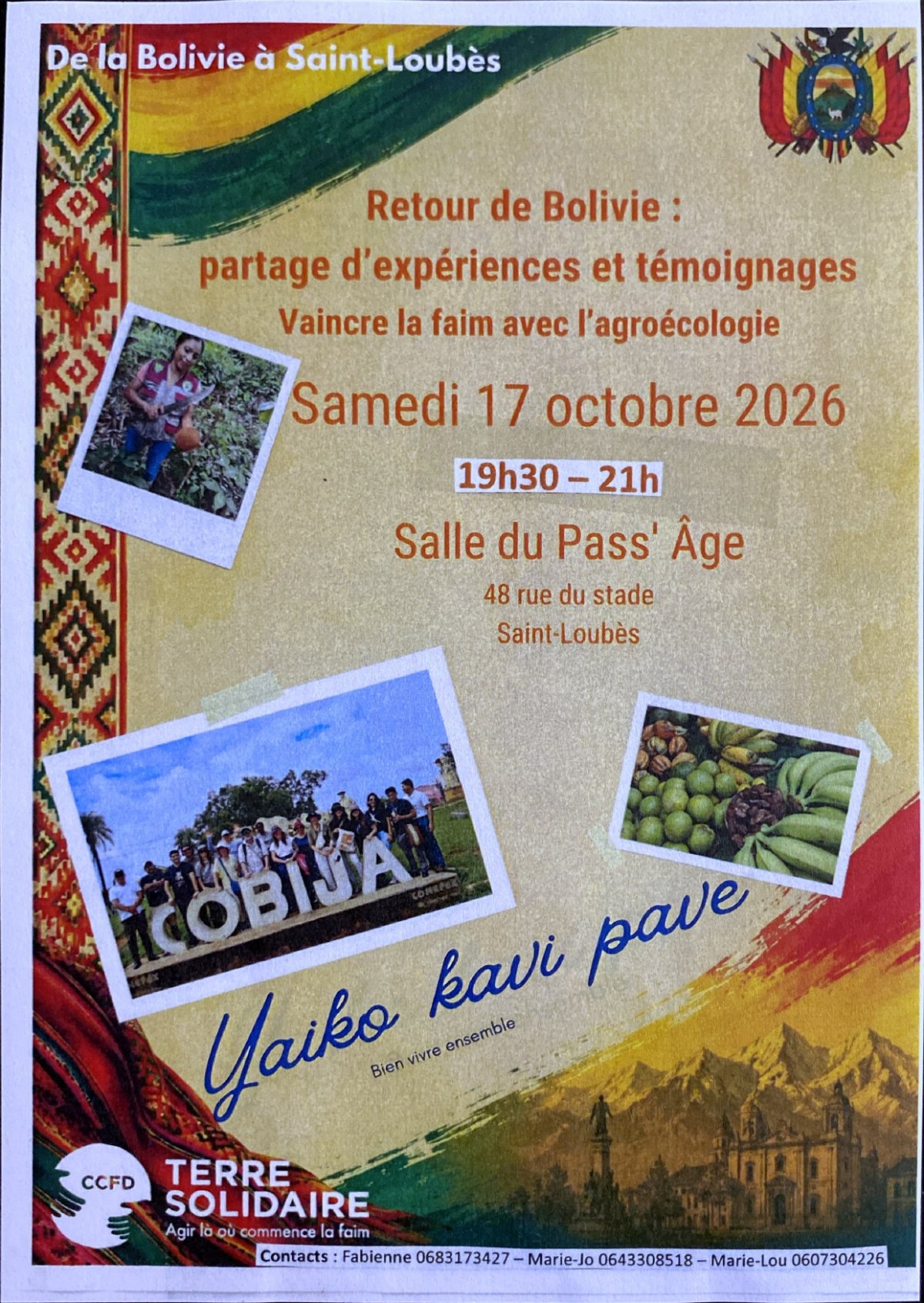 Affiche de l’événement consacré à la Bolivie
