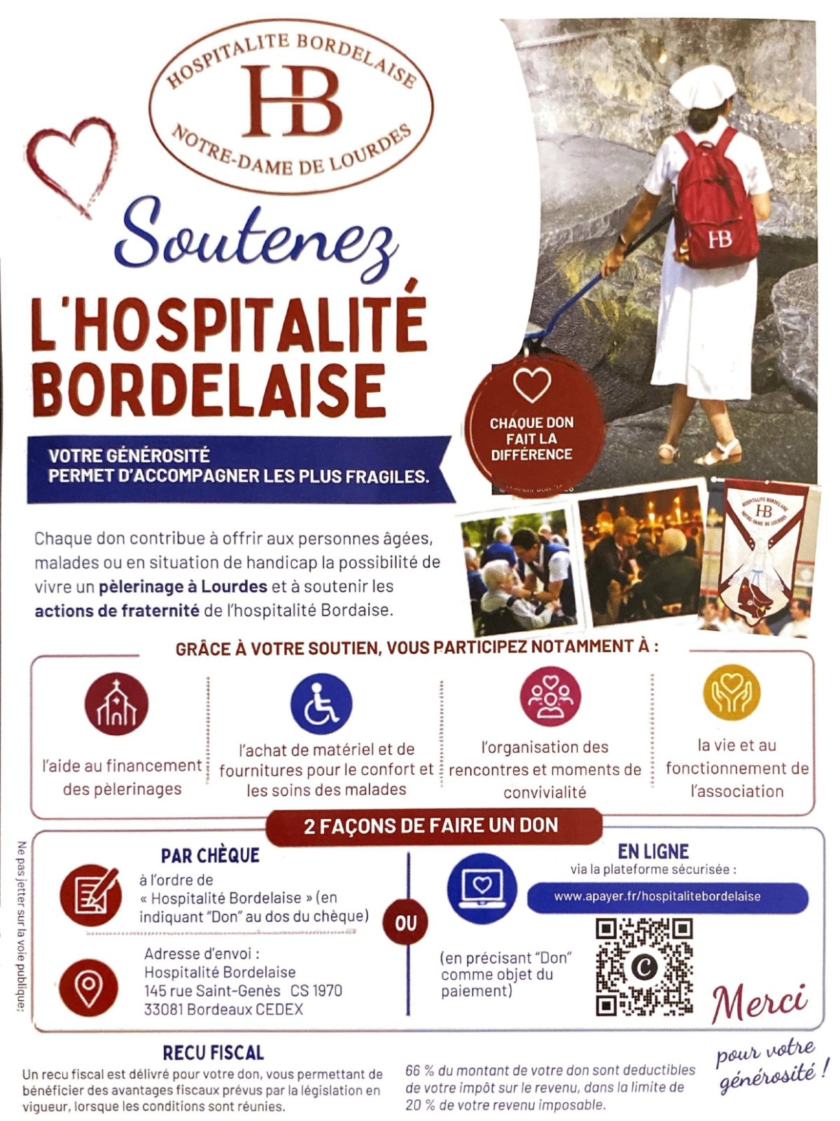 Soutenez l’Hospitalité Bordelaise Notre-Dame de Lourdes